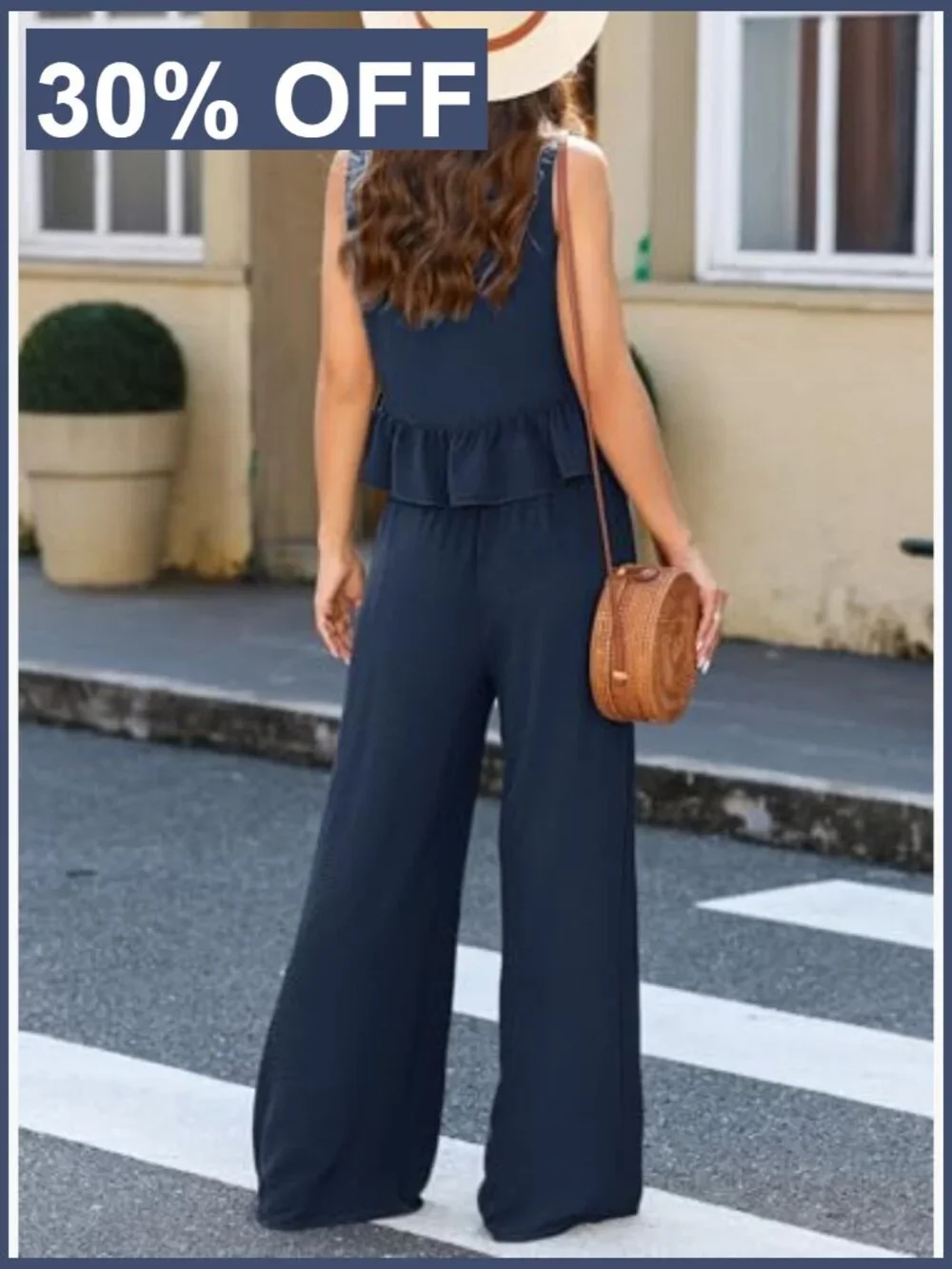 2 Piece Outfits Sleeveless Tank Top Wide Leg Pants Set Matching Set